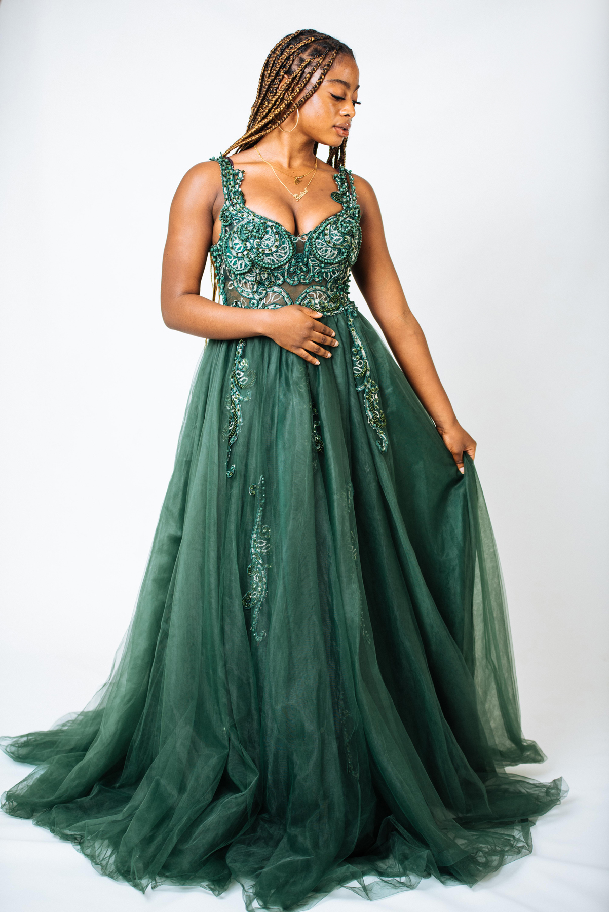 Buy Green Net Layered Ball Gown For Girls by LittleCheer Online at Aza  Fashions.